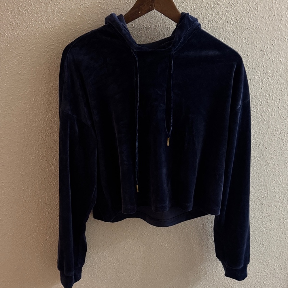 Forever 21 Midnight Blue Velvet Hoodie